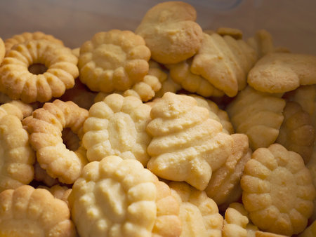 butter cookies ready for serve, crispy chip snack dairy freshness bakery photography for food sweet dessert background useの写真素材