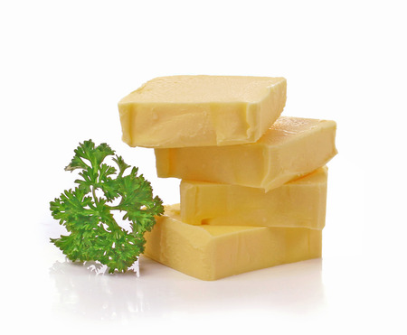 butter on white backgroundの写真素材