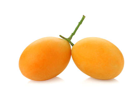 Marian plum or maprang (thai fruit) isolated on white backgroundの写真素材