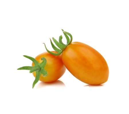 cherry tomatoes on white backgroundの写真素材
