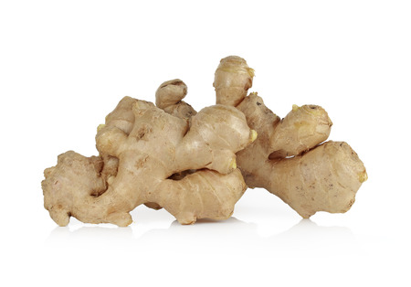 fresh ginger on white backgroundの写真素材