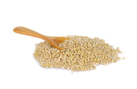 Barley grains isolated on white backgroundの写真素材