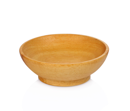 wood bowl on white backgroundの写真素材