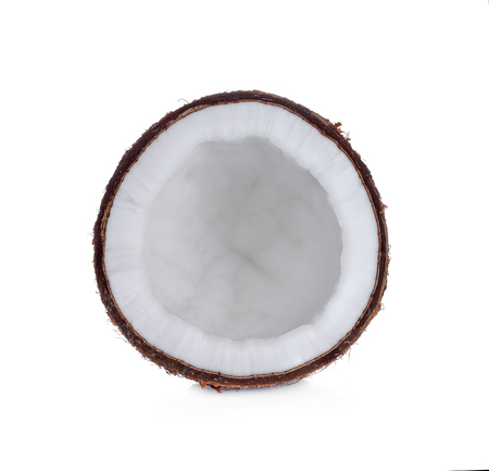 Coconut Half isolated on white backgroundの写真素材