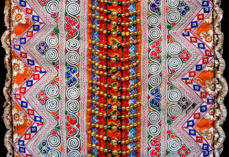 Detail of handmade decorative cloth from Hill-tribe people in Northern Thailand の写真素材