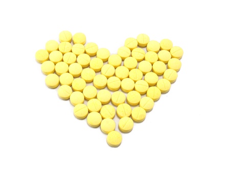 Arranged in a heart-shaped tablets