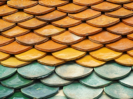 Old red brick roof tilesの写真素材