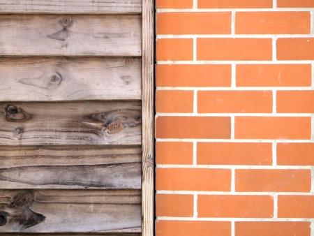wooden mix with brick pattern の写真素材