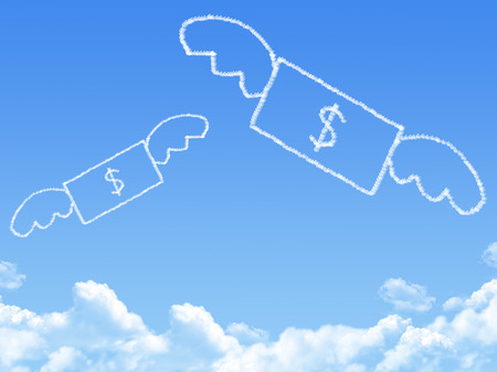 Money fly on Cloud shaped ,dream conceptの写真素材