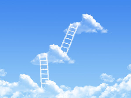 cloud stair, the way to success in blue sky の写真素材