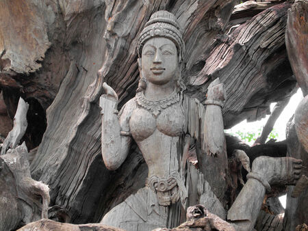 Wood Carving Art at The ancient City, Thailand の写真素材