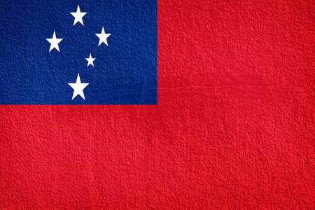 samoa Flag on the old wall textureの写真素材