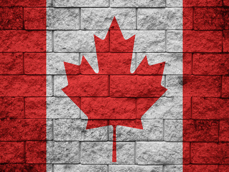 The Canadian flag painted on wallの写真素材