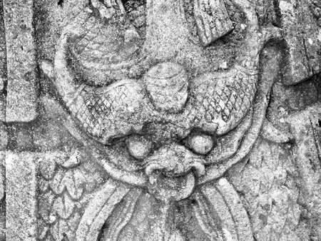 close up Chinese stone statue in Wat Pho, Bangkok, Thailandの写真素材