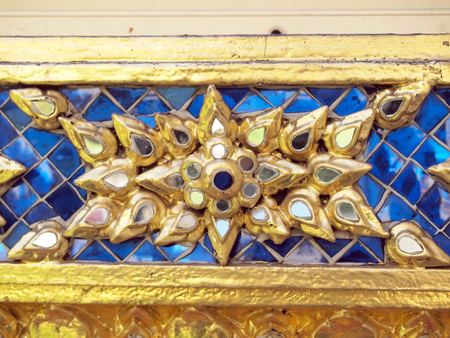 Thailand pattern on walls of buddhistic templeの写真素材