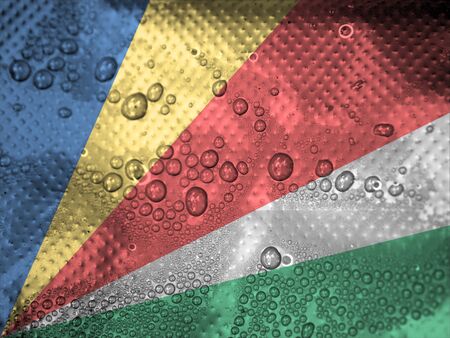 water drops on seychelles flag backgroundの写真素材