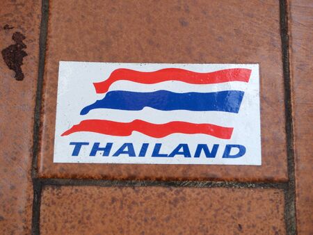 Thailand flag on the wallの写真素材