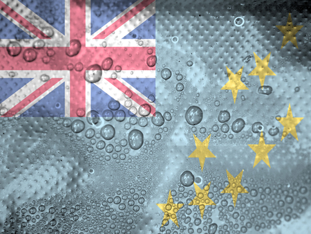 water drops on Tuvalu flag backgroundの写真素材