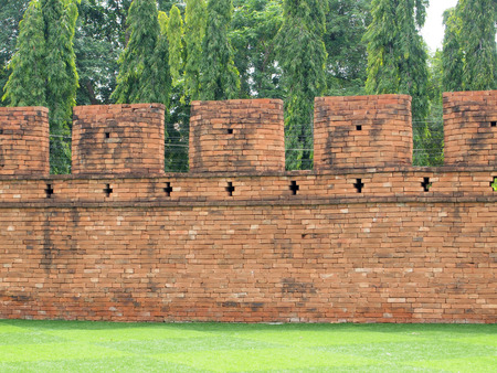 old brick fenceの写真素材