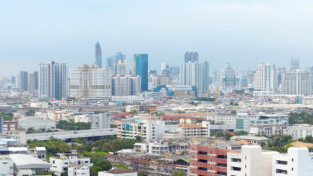 Bangkok, Thailand - June 12, 2015 : Aerial view of Bangkok, Thailand. Bangkok is the biggest city in Thailand, Economic center of Thailand.のeditorial素材