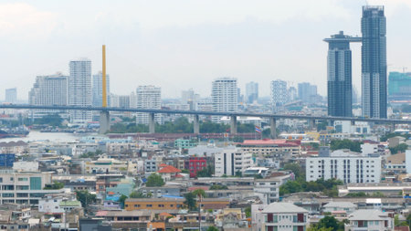 Bangkok, Thailand - June 12, 2015 : Aerial view of Bangkok, Thailand. Bangkok is the biggest city in Thailand, Economic center of Thailand.のeditorial素材