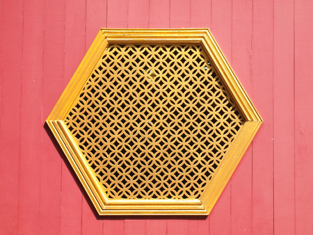 Thai temple window sculptureの写真素材