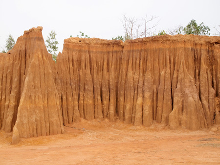 Lalu Park in Sakaeo province, Thailand, due to soil erosion has produced stranges shapesの写真素材