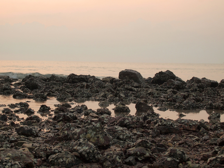 Slow shutter seascape view and beautiful sunriseの写真素材