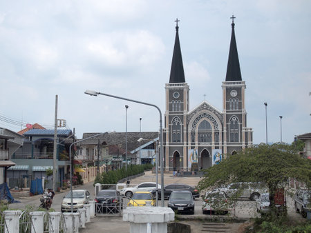 Chanthaburi, Thailand April 6, 2016: Old cathedral of the Immaculate Conception in Chantaburi, Thailandのeditorial素材