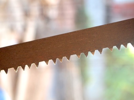 Close up a part of saw blade teethの写真素材