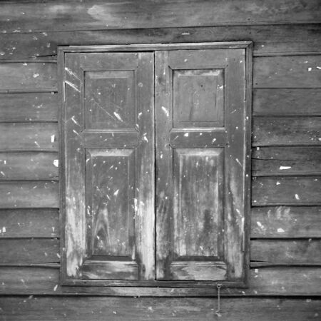 black and white old wooden window .Thailand traditional styleの写真素材
