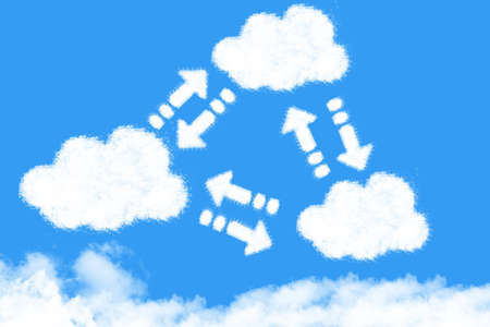 Clouds data communications on blue skyの写真素材
