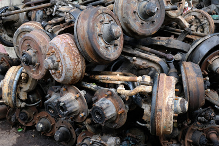 Old car engine part, grunge and rusty machineの写真素材