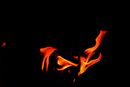 close up fire flames abstract on black background