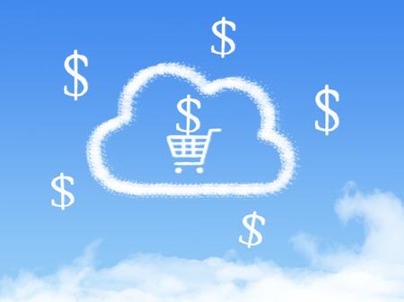 Cloud Computing Concept.Shopping cart cloud shapeの写真素材