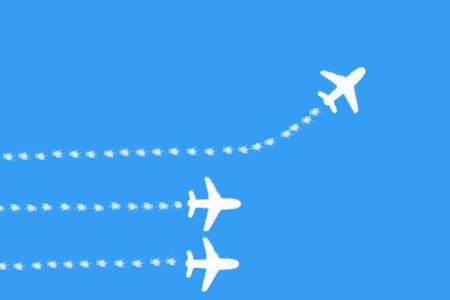 Plane shape clouds leader with team senior ,go to success goal. creative ideaの写真素材