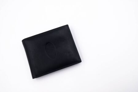Leather wallet isolated on white backgroundの写真素材