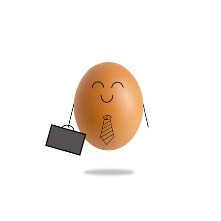 happy businessman egg on white background