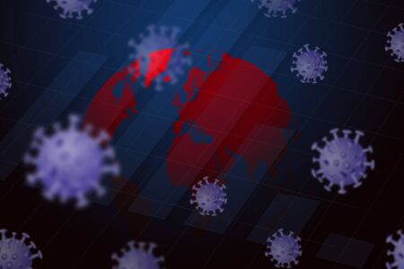 Coronavirus disease COVID-19 impact global economy stock markets financial crisis concept, 3D illustrationの写真素材
