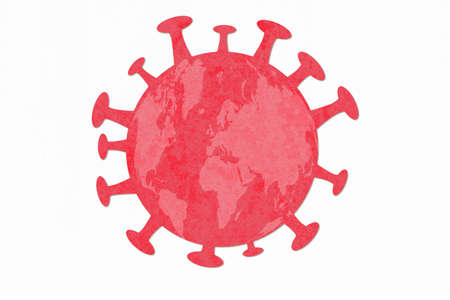 Paper cut illustration of coronavirus, paper cut and craft style