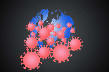 Paper cut illustration of coronavirus, paper cut and craft styleの写真素材