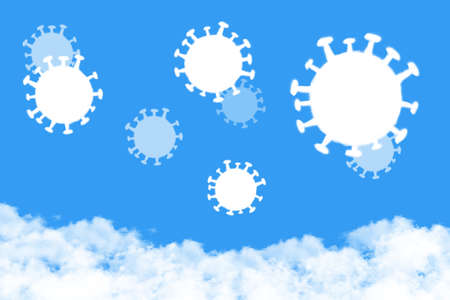 Coronavirus cloud shape on blue sky,  illustrationの写真素材