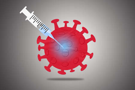 Vaccine VS Covid-19 Illustration, paper conceptの写真素材