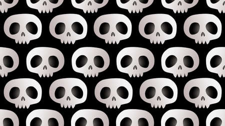 Skull seamless cartoon on black background , illustration conceptの写真素材