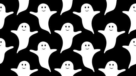 Ghost seamless cartoon on black background , illustration conceptの写真素材