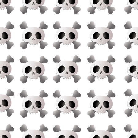 Skeleton and skull seamless cartoon on white background , illustration conceptの写真素材