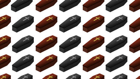 Coffin seamless cartoon on white background ,3d illustration conceptの写真素材