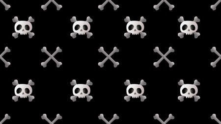 Skeleton and skull seamless cartoon on black background , illustration conceptの写真素材