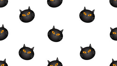 black cat seamless cartoon on white background , illustration conceptの写真素材