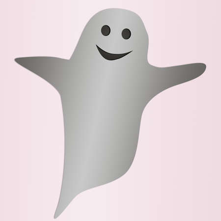 Paper cut ghost on pink background , halloween illustration conceptの写真素材